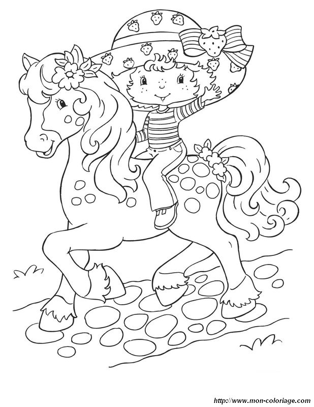 picture strawberry shortcake on a horse