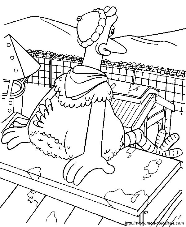 picture chicken run to color