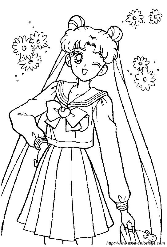 Coloring Manga Page Sailor Moon Pretty Dress