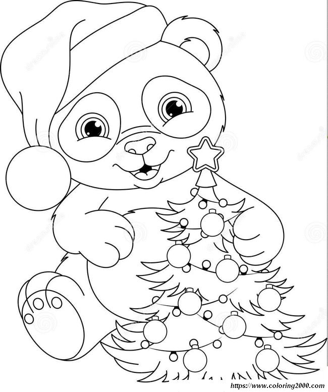 picture Little panda and christmas tree