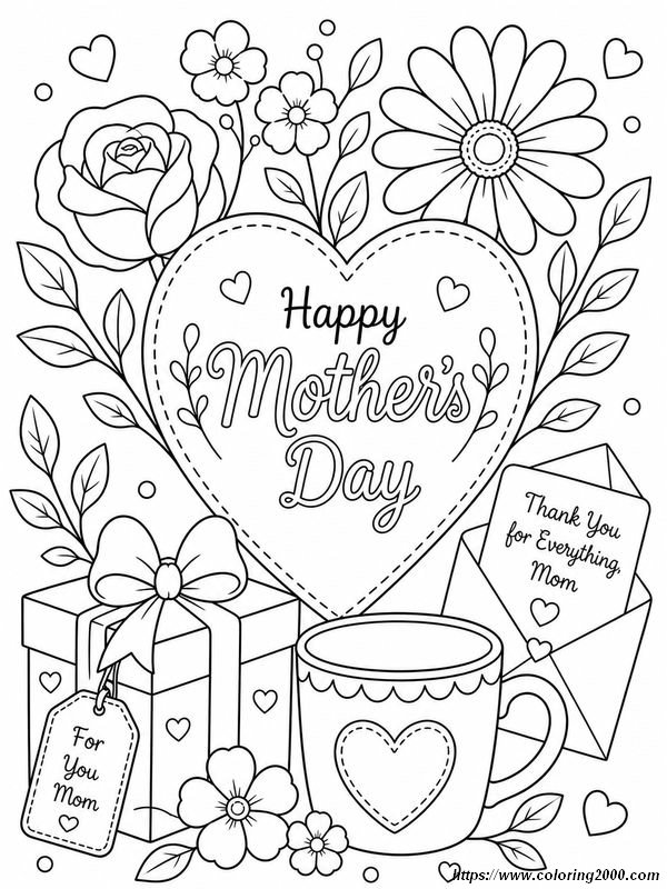 picture A floral coloring full of love for mom