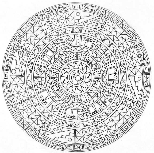 picture Mandala with Aztec symbols