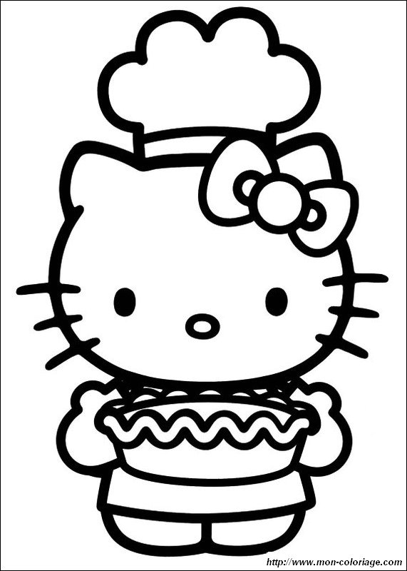 coloring Hello Kitty, page I made a cake