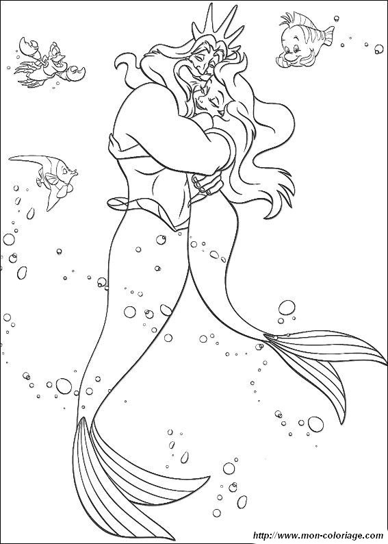 picture little mermaid to color
