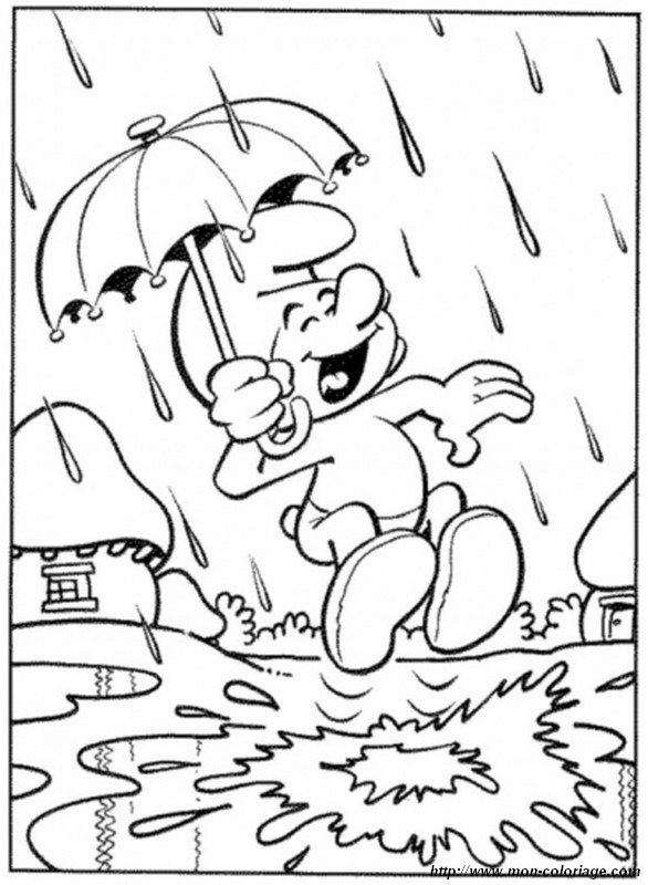 picture happy smurf under rain