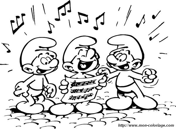 picture three smurfs singing