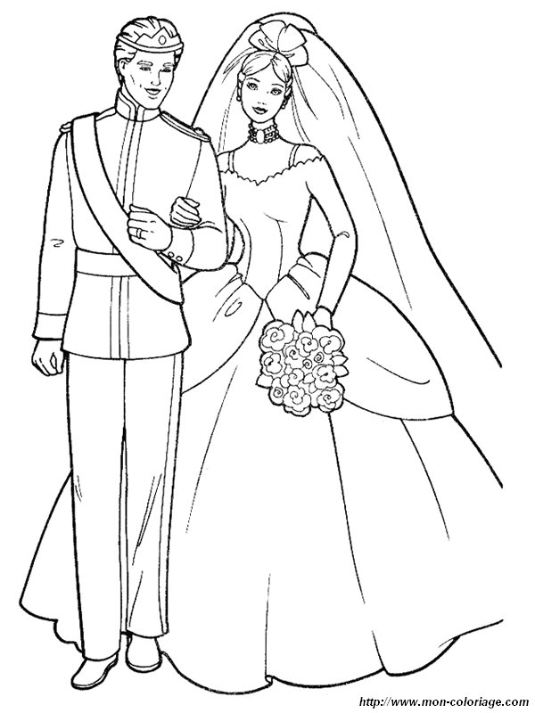 barbie and ken wedding coloring pages